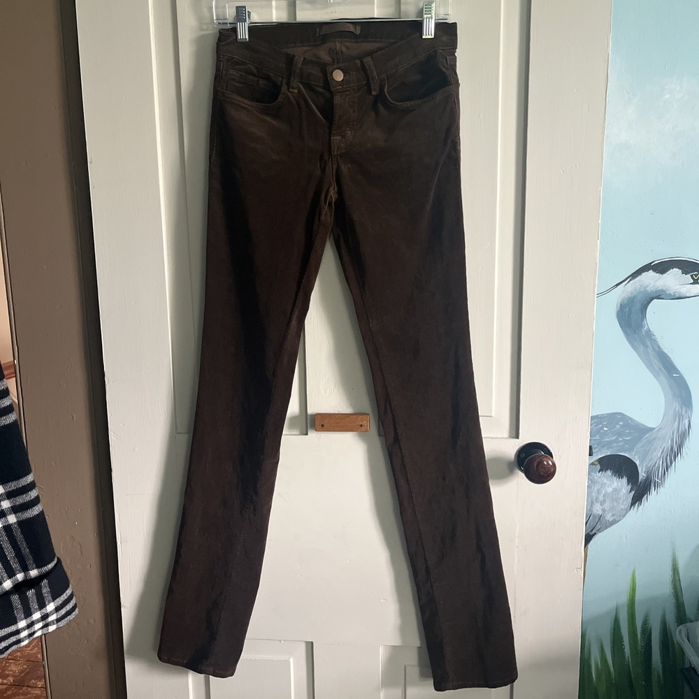 J Brand Women Corduroy Pants 26 Brown Pencil Leg Low Rise Slim Rich